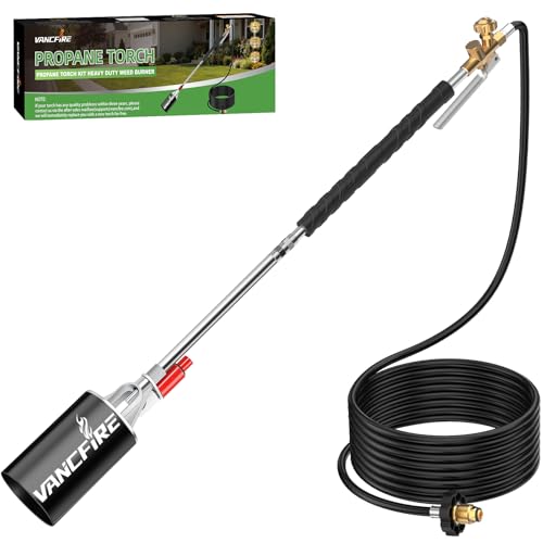 Propane Torch Weed Burner Kit Heavy Duty High Output Blow Torch with Self Igniter Flamethrower with Turbo Trigger & 10FT Hose for Weeding Roofing Ice Melting Road Marking Charcoal (34IN)