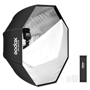 Godox 47.3″ / 120cm Octagon Reflective Umbrella Silver with Carrying Bag Portable Octabox for Studio Photography Flash Speed Light