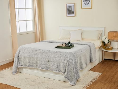 Image of amazon basics Polyester Double Bed Sherpa Blanket (270 GSM) | Single Layer (Black)