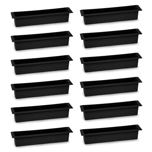 Acan Tradineur - Pack de 12 jardineras para Cementerio, plástico, macetero, Flores, nichos, lápidas, mausoleos, Ligera y Resistente, fácil Limpieza, Fabricada en España (Negro - 36 x 8 cm)