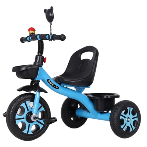 ChoyClit 子供乗せ自転車 三輪車 キックバイク 三輪車 手押し棒付き 子供自転車 自転車 3輪 赤ちゃん おもちゃ 調節可能なシート 軽量 組み立て簡単 1 〜 6 歳のお子様向け 乗用玩具 (ブルー,普通です)