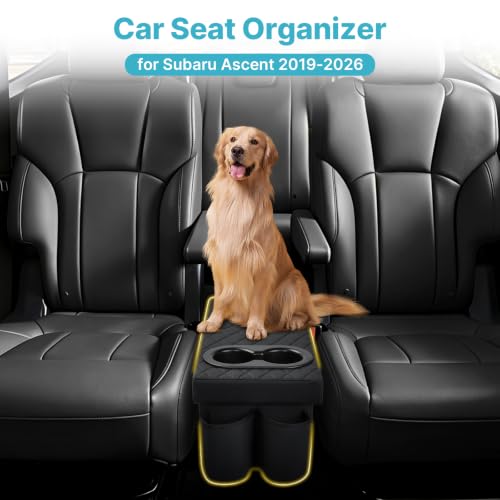 Image of Mixsuper Liner Car Seat Organizer for Subaru Ascent 2019-2026 Center Console Organizer with Cup Holders for Ascent, Kids Toys Baby Supplies Dog Box Storage Bin Travel Accessories