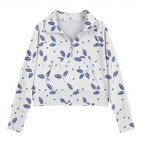 Girls Floral Print Stand Collar Sweatshirt Half Zip Tee Tops Loose Long Sleeve Pullover Casual T-Shirts for Kids 5-14 Years4