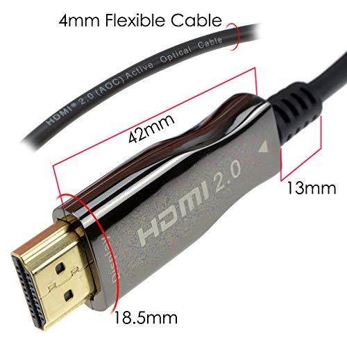 kenable Active Optical HDMI Cable 4K 60Hz 18Gbps HDR High Speed Ultra Slim Fibre Optic Lead 20m Black - Image 4
