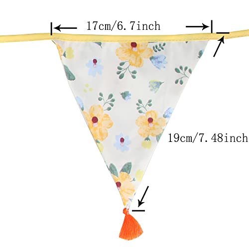 G2PLUS Fabric Bunting Banner with Tassel, 3.3M Double Sided Cotton Tassel Banner with 12 Yellow Triangle Pennants - Image 2