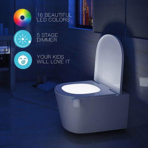 TekSky 2-Pack 16-Color Toilet Night Light, Motion Sensor LED Toilet Bowl Nightlight with IP67 Waterpfroof Design, Perfectly for Bathroom and Gift Idea