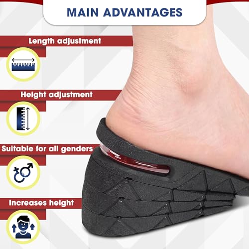 Image of 4-Layer Height Increase Insoles for Men and Women - Adjustable Height Boosters with PVC Layers Up to 3.54 inch / 9cm, Trim-to-Fit Comfort, Firm Fit for US Sizes 4.5-9 - Shoe Lifts Men for Event & Work Use