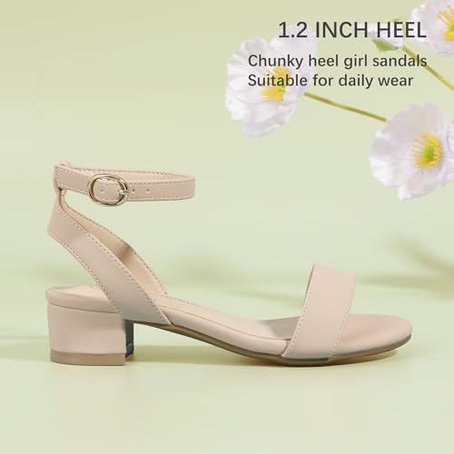 PANDANINJIA Girls Sandals Low Heels Dress Shoes Open Toe Flower Girl Wedding Party for Little Big Kid Dress Sandals4