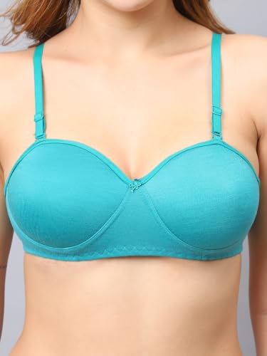 Image of Cotton Blend Light Padded Non Wired Full Coverage Bra and Panty Set Lingerie Set for Girls and Women