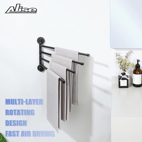 Foto de Alise Toallero giratorio, barra de toalla plegable de 4 brazos para baño, estantes de secado de montaje en pared para lavandería, soporte de toalla de acero inoxidable SUS304 para almacenamiento, (imagen 5)