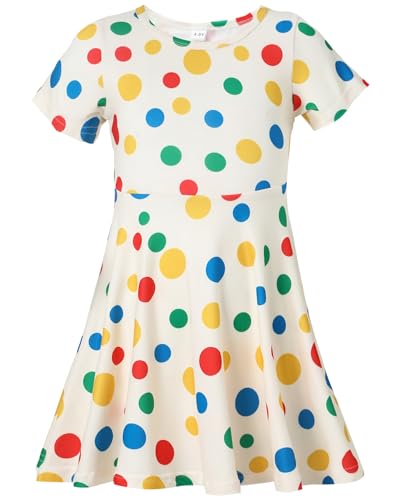 Girl's Dresses Cute Print Short Sleeve Casual Sundress for Girls 4-10 Years