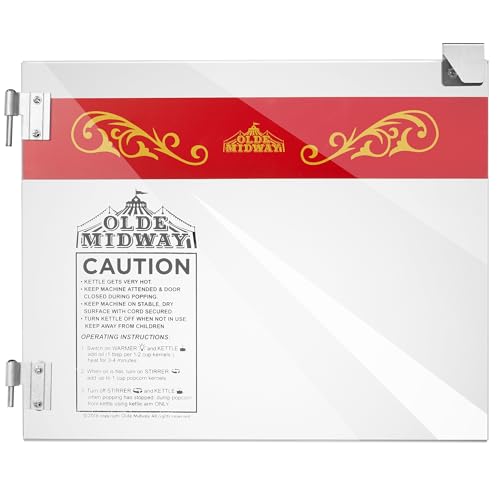 Olde Midway Popcorn Machine Door Replacement, Glass Door for 8-Ounce Commercial Popcorn Machines - Red Design