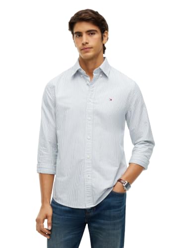 Image of Tommy Hilfiger Men's Long Sleeve Oxford Shirts in Regular Fit, Men's Button Down Shirts, Also Available in Big and Tall