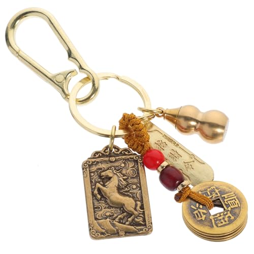 GALPADA Feng Shui Coins Gourd Keychain: Bring Wealth and Good Luck Keychain, Retro Chinese Keychain Decorative Pendant, 12 Zodiac Brass Keychain (Horse), 8.00X3.00X2.00CM, Picture 3