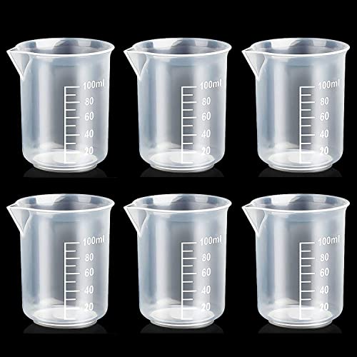 100ml Measuring Cups - 6 Pcs Plastic Liquid Measure Cups Clear Kitchen Medicine Mixing Cups Transparent Labs Graduated Beakers Baking Cooking Home Lab Measure Tool