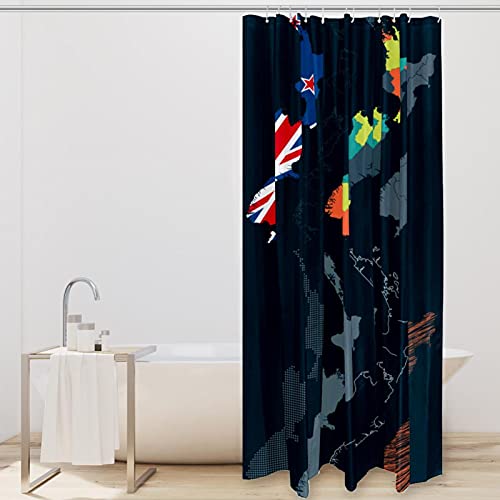 Rideau de douche carte Nouvelle-Zélande imperméable 183x183 cm - 3