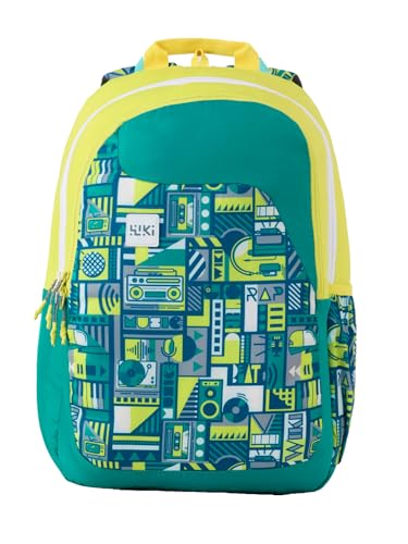 Image of Wildcraft Wiki 1 30L Laptop Backpack for Men & Women | Fits 15.6 inch Laptop | Padded Shoulder Straps, Multi Compartments, Anti-Theft Zippers | School & College Bag | Music Pattern Lime
