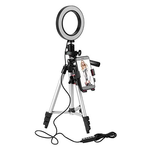 Womdee Ring Light con treppiede Stand  5,7 retrattile Selfie Ring Light  Illuminazione LED girevole a 360° con supporto per video Youtube/make-up, 3 modalità di luce e 11 livelli di luminosità