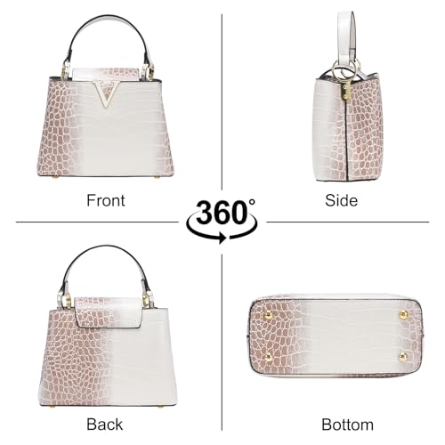 Satchel Bag for Women, Crocodile Leather Purse Top Handle Purse Small Crossbody Handbag Women's Shoulder Tote Bag4