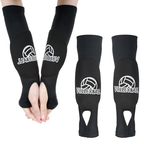 Almohadillas de voleibol para brazo, mangas de voleibol con almohadillas protectoras y agujeros para el pulgar, protector de muñeca de voleibol, accesorios de voleibol, brazos protectores