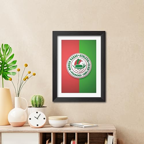 Image of TenorArts Mohun Bagan Poster Football 3D Textured Logo Print Laminated Photo Frame Painting with Matt Finish Black Tectures (9 inches x 12inches)