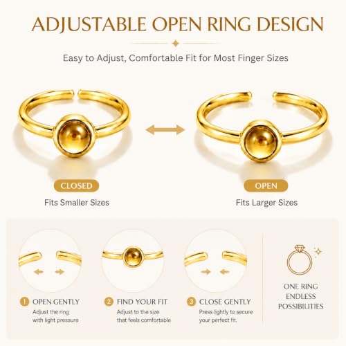 Natural Citrine Ring for Women 925 Sterling Silver Adjustable Open Ring - image 4