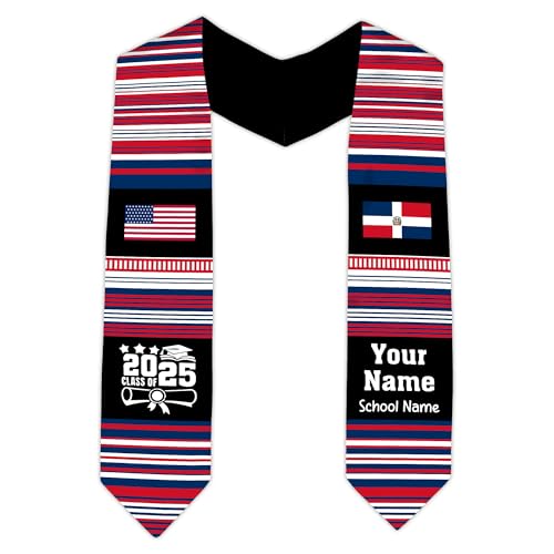 MonkeyVan Custom Dominican Sash Graduation, Dominicans Flag Graduation Sash 2025, Dominican Republic Graduation Stole Style 2