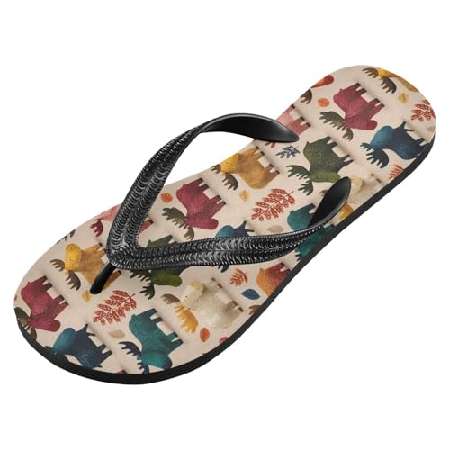 Flip Flop Sandals Cartoon Moose Print for Women Men Beach Outdoor XS2