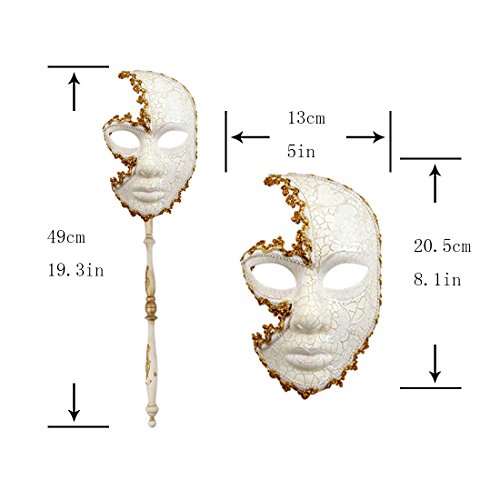 YU FENG Venetian Masquerade Mask Set, Adult Carnival Costume Mask on Stick for Mardi Gras, Masquerade Ball & Party Decor