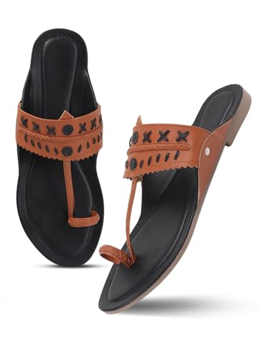 Image of SilverArrow womens Folk Bella Fashion Sandals|Kholapuri Style Flat With Open Back |Casual Wear
