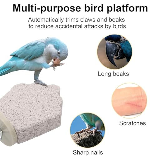 Image of 4Pcs Bird Beak Grinding Stone, Bird Perch Stands Parrot Calcium Perch Foot Claws Trimmer Parakeet Platform Parrot Chewing Toys for Small Medium Cockatiel Conure Lovebird Finch