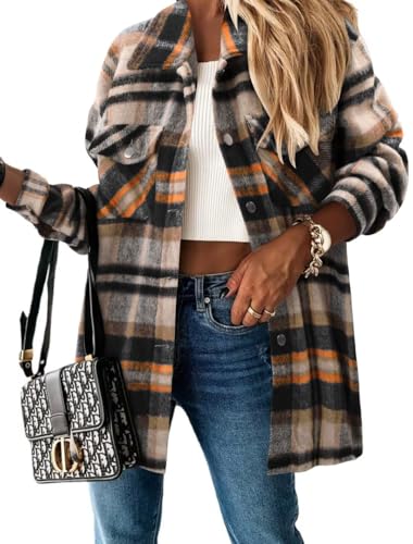 Image of Magritta Womens Shirts Button Down Long Sleeve Collared V Neck Oversized Blouses Tops with Pockets