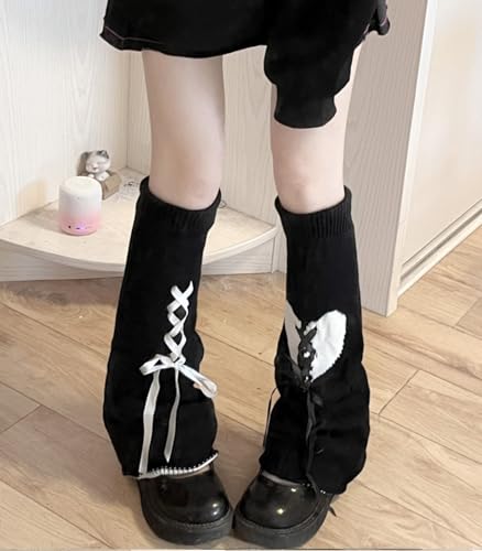 Image of WODECASA Girls Kawaii Leg Warmers Knitted Flared Leg Sleeves Goth Crochet Baggy Cuff Ankle Heap Socks