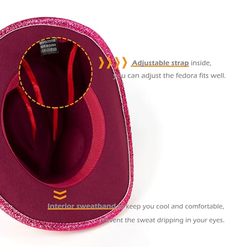 Image of Women Cowboy Hat Western Style Glitter Party Costume Hat