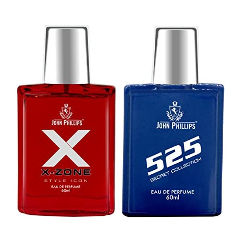 JOHN PHILLIPS™ X Zone & 525 60 ml + 60 ml Eau De French Perfume - Unisex Perfume For Men & Women