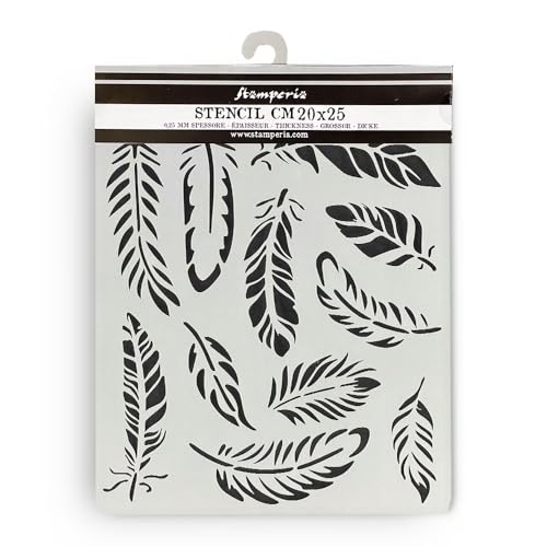 Stamperia Pochoirs épais pour scrapbooking, albums, fabrication de cartes, bullet journal, plumes, matériau flexible, facile à nettoyer, parfait pour les...
