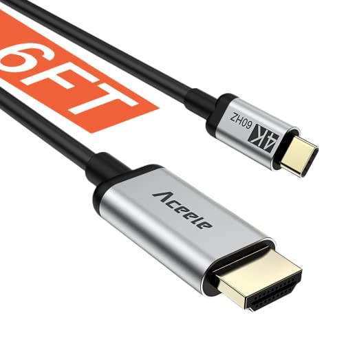 Aceele USB C HDMI Kabel 4K @60Hz, Aluminiumlegierung Type C auf HDMI-Kabel (Thunderbolt 3 kompatibel) for MacBook Pro/Air, iPad Pro, Dell XPS 13/15, Surface Pro/Go und mehr - 1.8m Cover