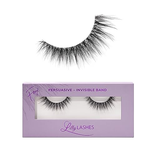 Lilly Lashes Sheer Band False Eyelashes with Invisible Band Lashes False Lashes Natural Look Wispy Lashes Style Reusable Eyelashes 20x Lash Glue not Included 13.5mm (Persuasive)