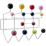 garderobe bunte punkte Kleiderhaken mit weißem Gestell und farbigen Kugeln (rot, gelb, blau, grün) als Kleiderhaken. zur Wandmontage mit ausreichend Platz für Ihre Garderobe