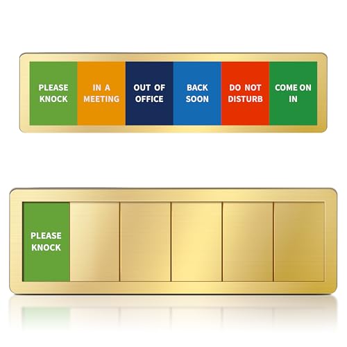 Image of Office Door Signs -6 Options Do Not Disturb, In A Meeting, Out Of Office, Come In, Back Soon, Please Knock,Privacy Door Slider Sign for Meeting & Conference Room Brushed Gold