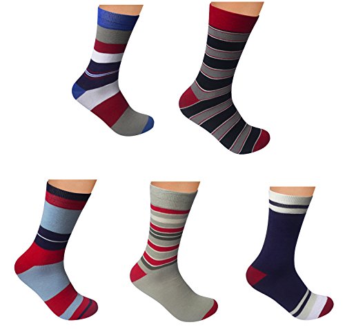 Rambutan Men's Seamless Cotton Socks Explorer Collection US 8.5-12.5 Multi-Color (5 pack)