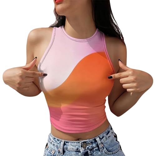ZTFYKLIN Camiseta Roja Mujer Camisetas De Tirantes Para Mujer, Cuello Cuadrado, Sin Mangas, Canalé, Básicas, Salir, Ajustadas, Verano (Orange, S) Vestidos 2026 Blusa Blanca Tops Pearl Dress