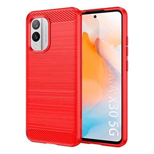 TailTech Funda para Nokia X30 5G, [roja] funda de TPU con rayas cepilladas con protección a prueba de golpes, compatible con Nokia X30 5G