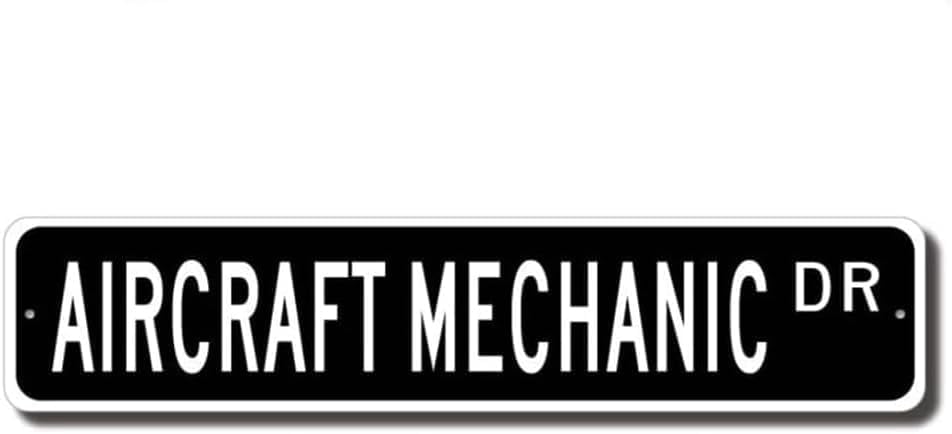 Metal Tin Sign Aircraft Mechanic Sign Retro Aluminum Metal Sign for Street Home Office Garden Decor 4×16 Inches