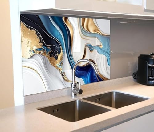 Image of TEKCOOL Marble Waterproof Oil Proof Wall Paper Furniture Kitchen, Cabinets, Almirah,Tabletop,Plastic Table, WoodenTable,Wardrobe,PVCDIY Self Adhesive Sticker(60x200cm)(New Desing Golden Line Sky-1pc);