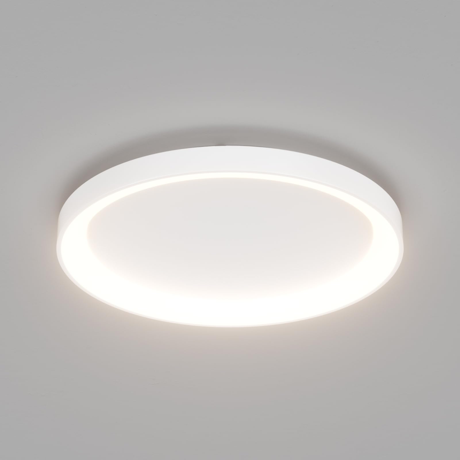 Klighten Deckenlampe LED Rund 56W 3500 Lumen, Deckenleuchte Ringe aus Metall, Modern Deckenbeleuchtung für Schlafzimmer Wohnzimmer Flur Küche, 48cm, Warmweiß 3000K, Weiß