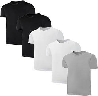 5 Pack Quick Dry Boys T Shirts Mesh Athletic Kids Shirts for Teen Age 4-15