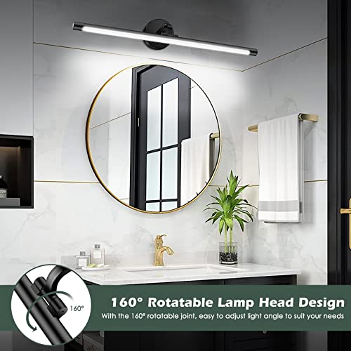 Image of VSATEN 24 inch Bathroom Light Fixtures, Modern Black LED Bathroom Vanity Lights Rotatable Vanity Lights for Bathroom Bedroom Living Room Mirror, 6000K Cool White