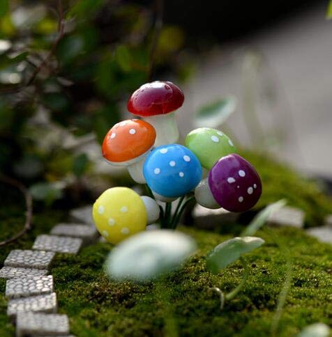 Oddier Colorful Cute Resin Craft Decoration Mushroom Fairy Garden Miniatures Accessories (Pack Of 50) #TOP5