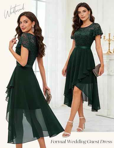 Image of Wedtrend Women's Formal Wedding Guest Dress Ruffle Bridesmaid Dress Flutter Sleeve Prom Dresses for Teens